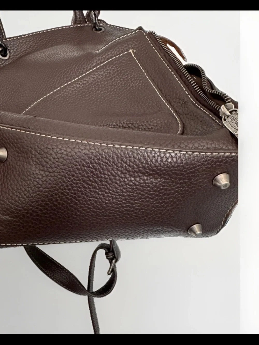 Trinity Ranch Concealed Carry Hair On Cowhide Brown Shoulder Bag Purse Studs